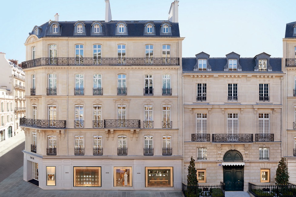 Facade of DIOR in Paris with newly designed windows