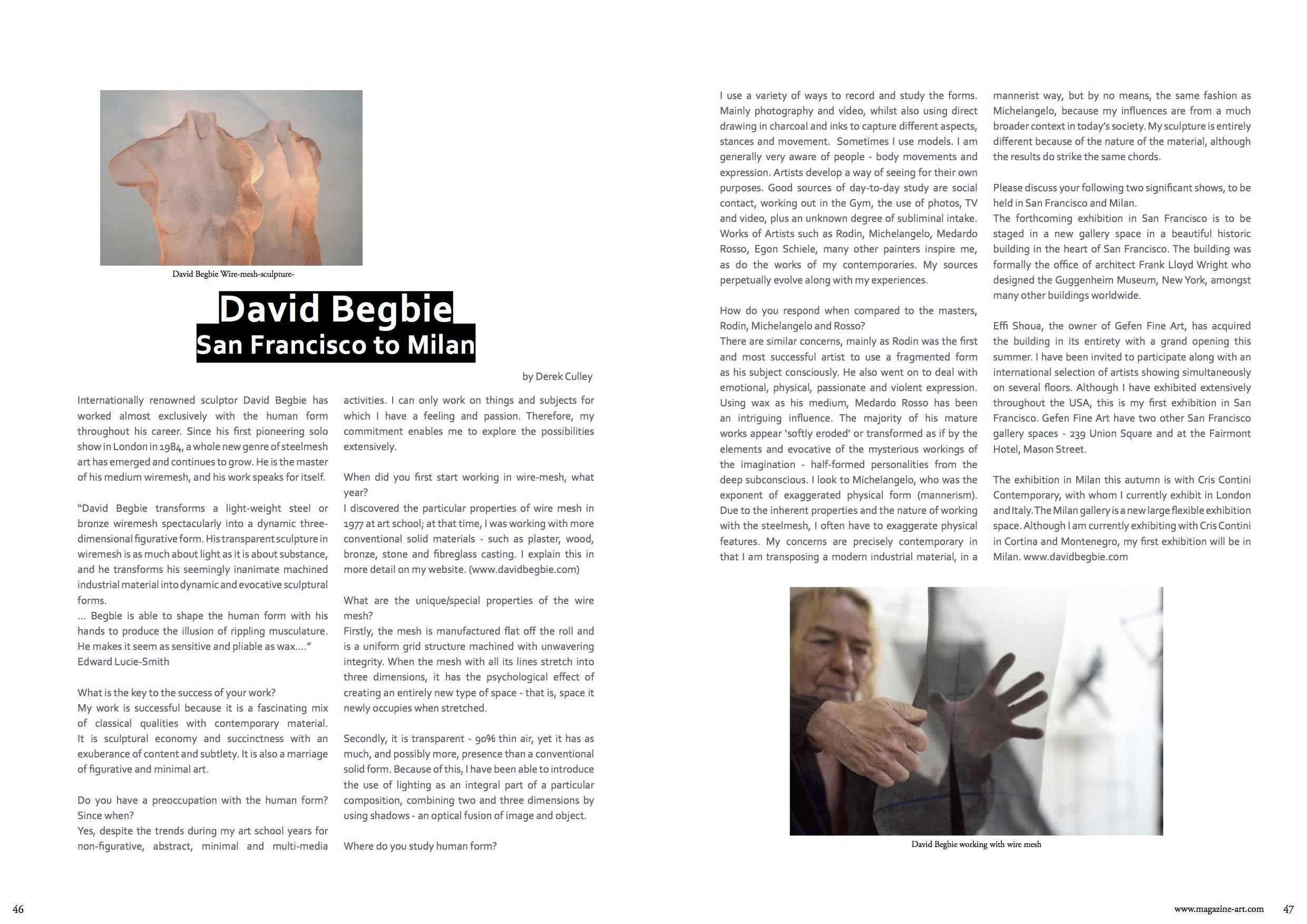 Double magazine page with artist interview 2021