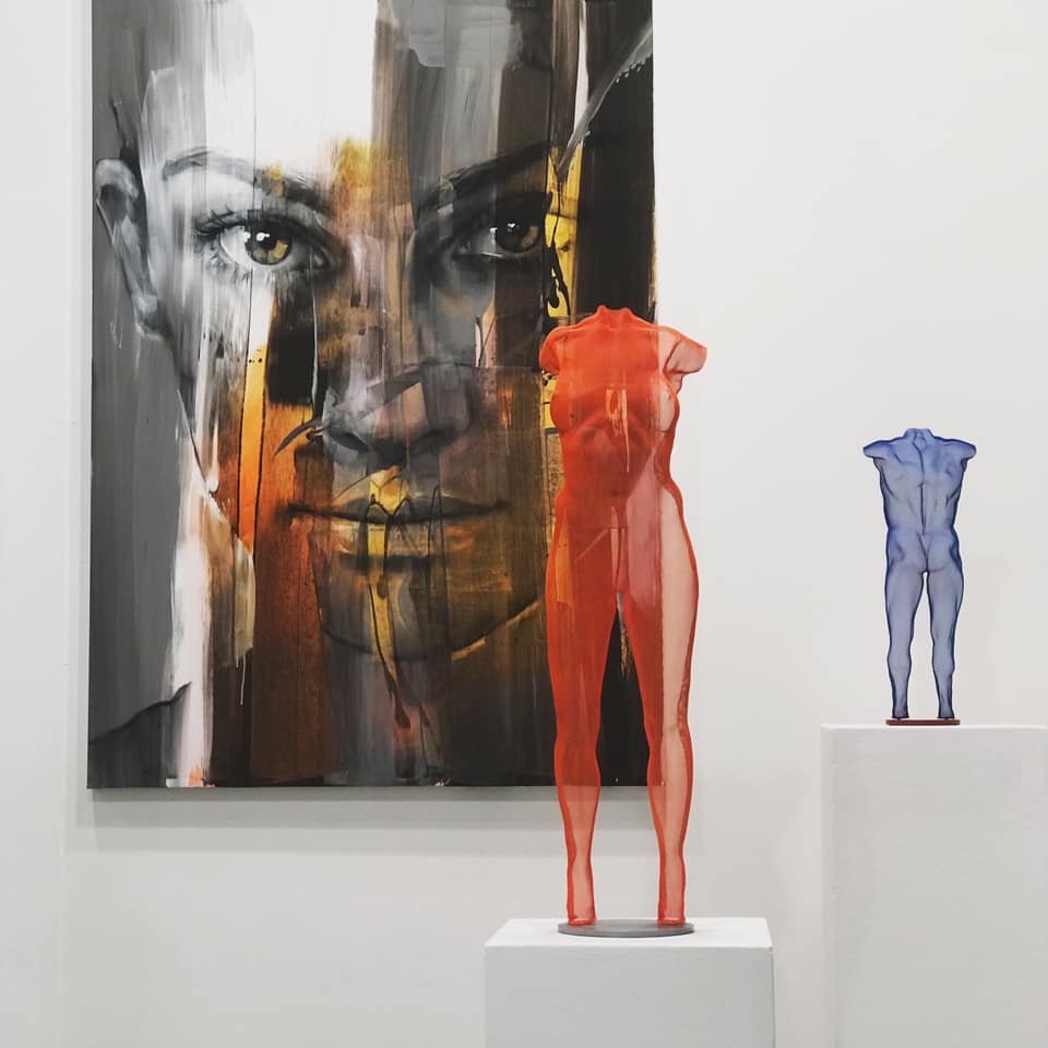 Art fair with presentation of modern figurative art and paintings in Italy