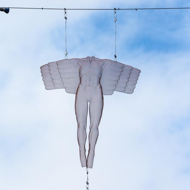 A transparent wire-angel in London