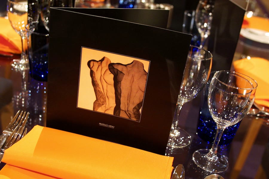 Dinner Menu card with David Begbie sculpture image seen at a Milan Restaurant