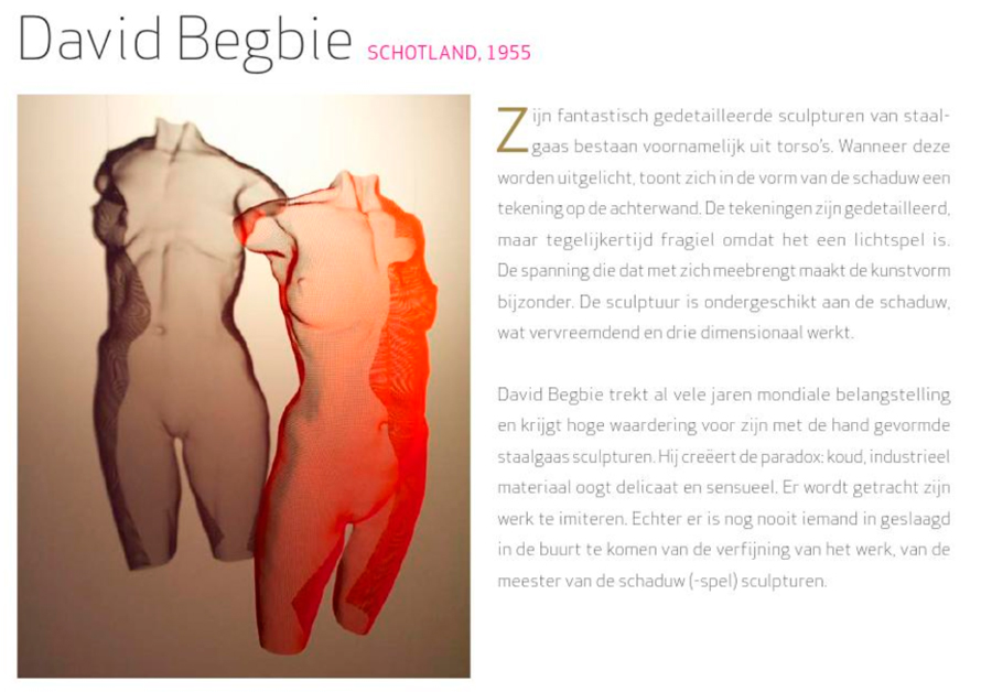 Van Loon Galleries about sculptor David Begbie