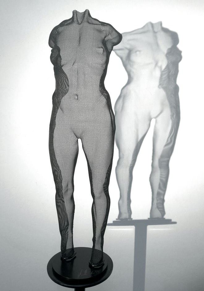 Wired sculpture of a female figure, a freestanding artwork by David Begbie
