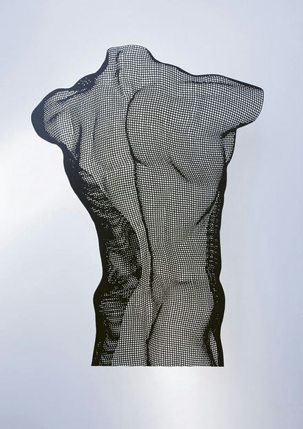 Steel Sculpture of a male torso