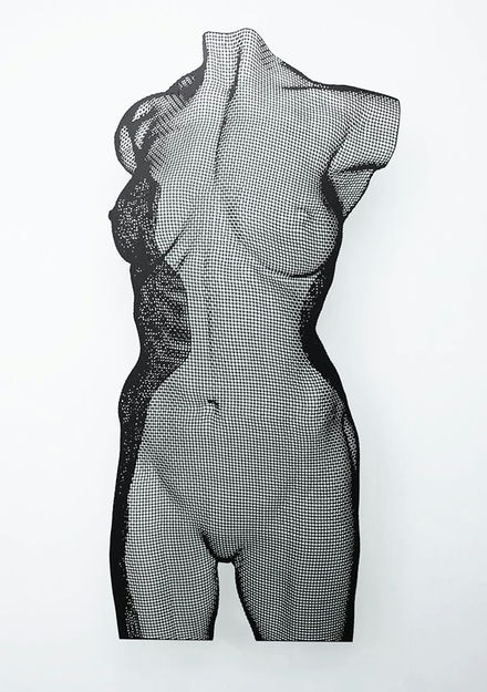 Female bust steel sculpture
