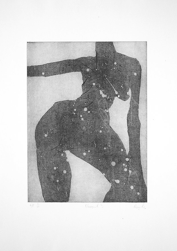 Female body as a black and white fine art etching
