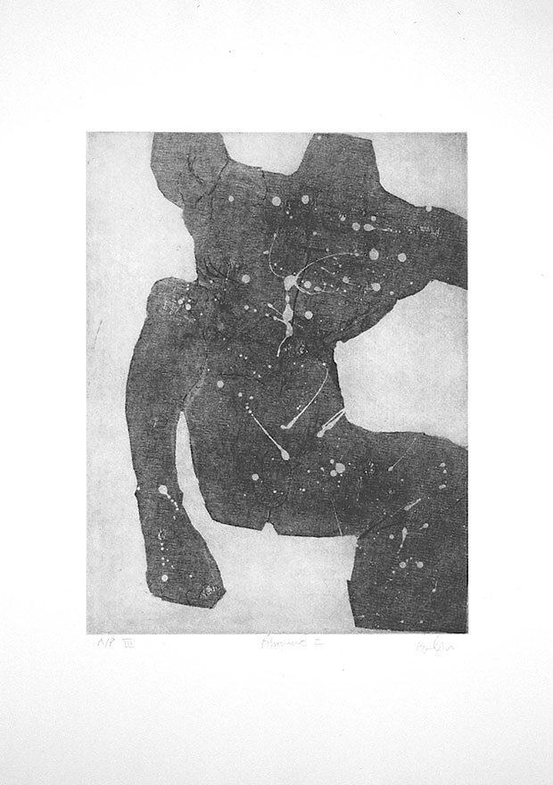 Sitting male figure as a limited edition etching