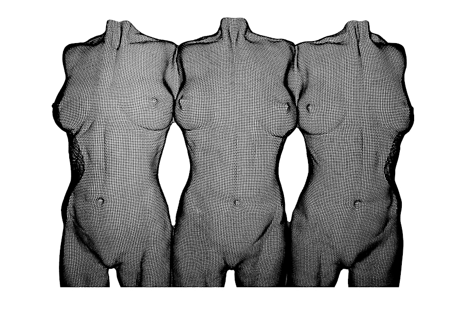 3 nude female figures as an etching in limited edition