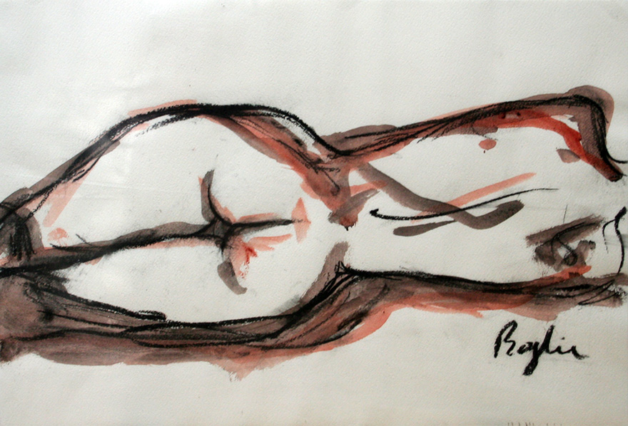 Drawing of a female back figure reclining