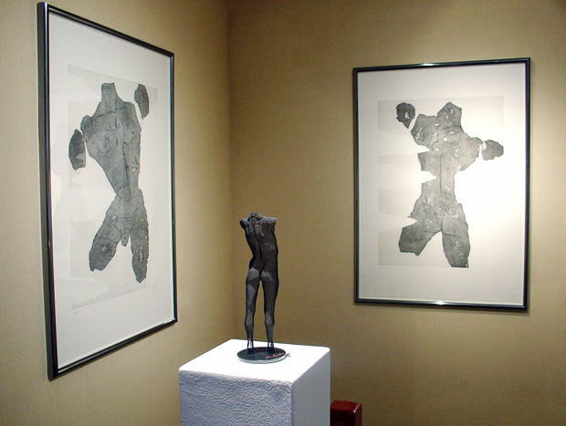 Begbie etching plate 3 and 4 male torso studies framed at an exhibition
